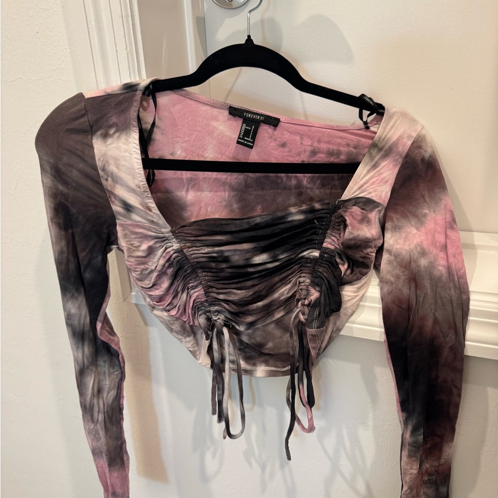 Trendy Tie-Dye Long Sleeve Top